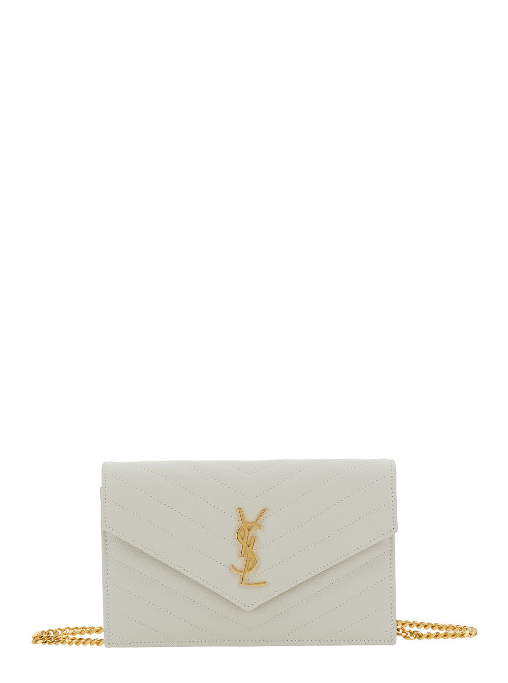 Crossbody Bag Louise With Cassandre Plaque On The Front White Leather For Women Calf