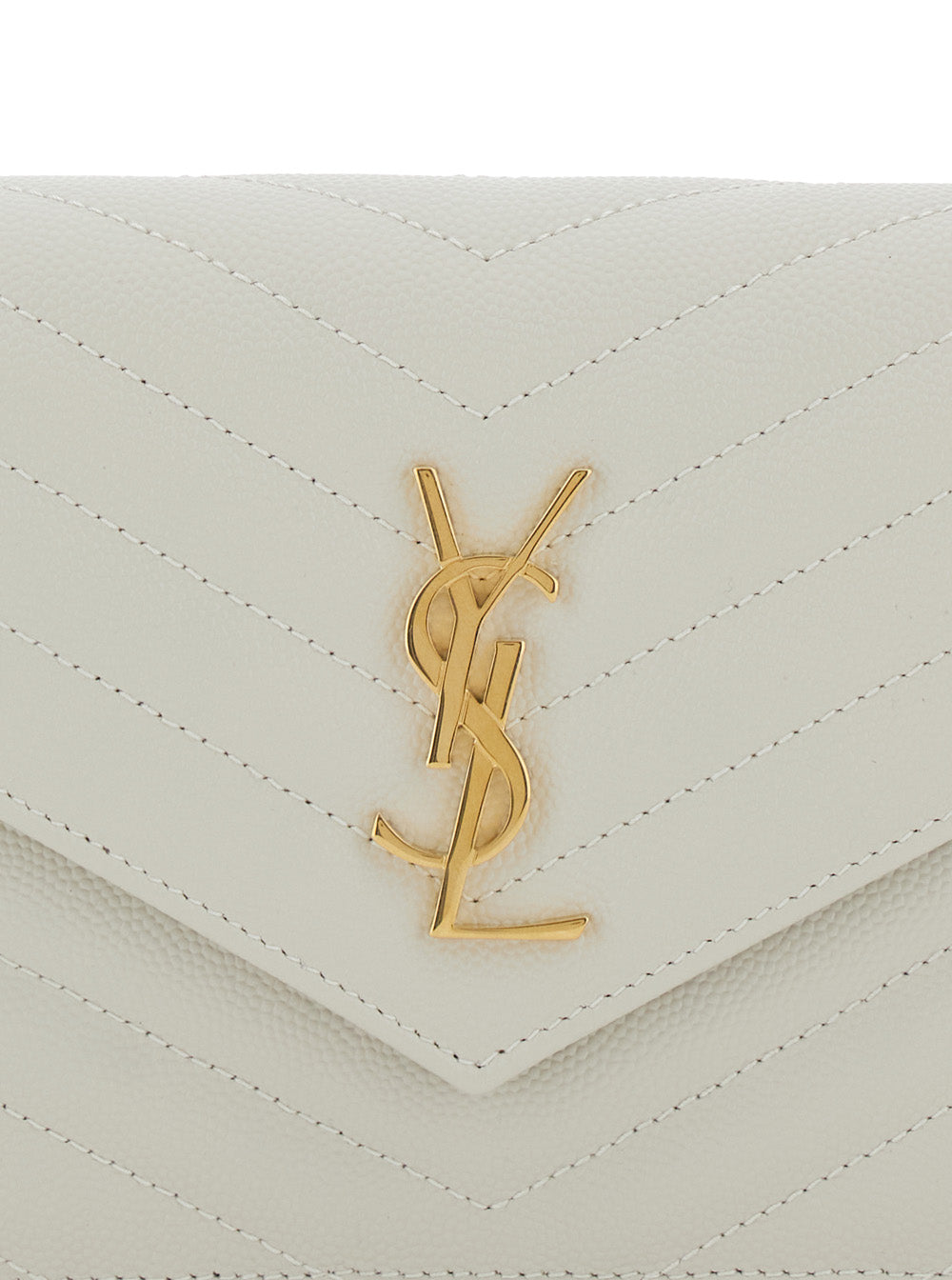 Crossbody Bag Louise With Cassandre Plaque On The Front White Leather For Women Calf