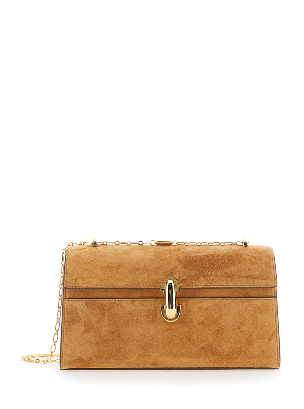 Crossbody Bag Chain Symmetry Brown Suede Shoulder