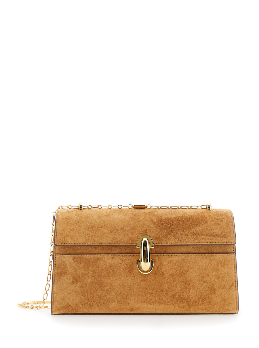 Crossbody Bag Chain Symmetry Brown Suede Shoulder