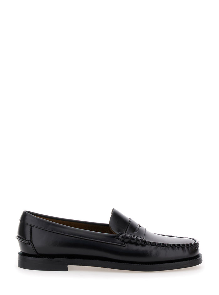 Loafers Classic Dan Woman Black With Rounded Toe Leather