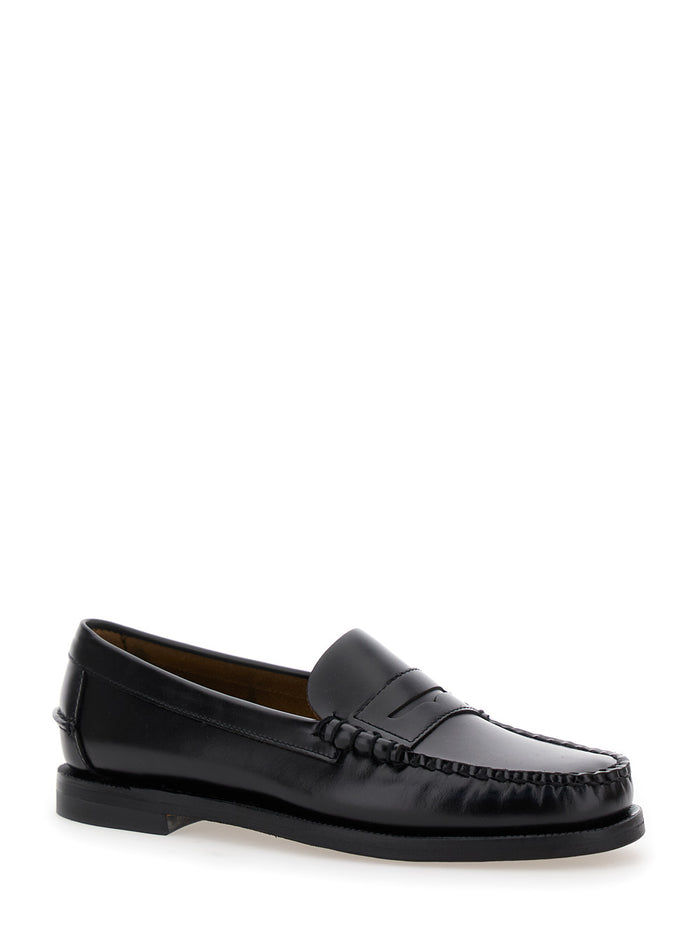 Loafers Classic Dan Woman Black With Rounded Toe Leather