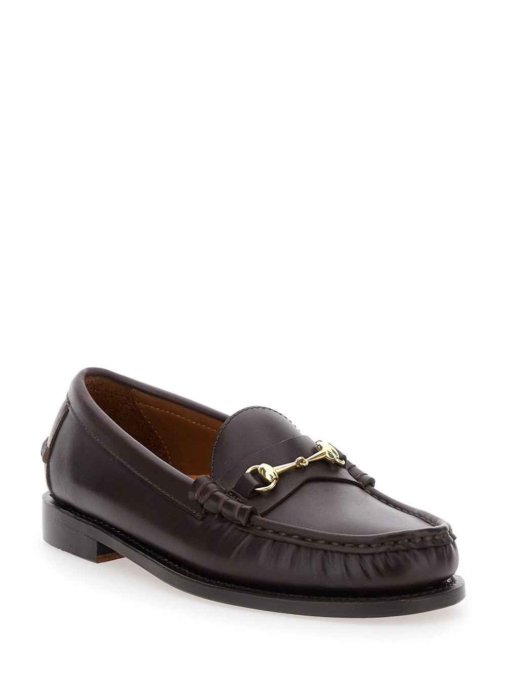 Loafers With Horsebit On The Front Bordeaux Leather For Women Brown