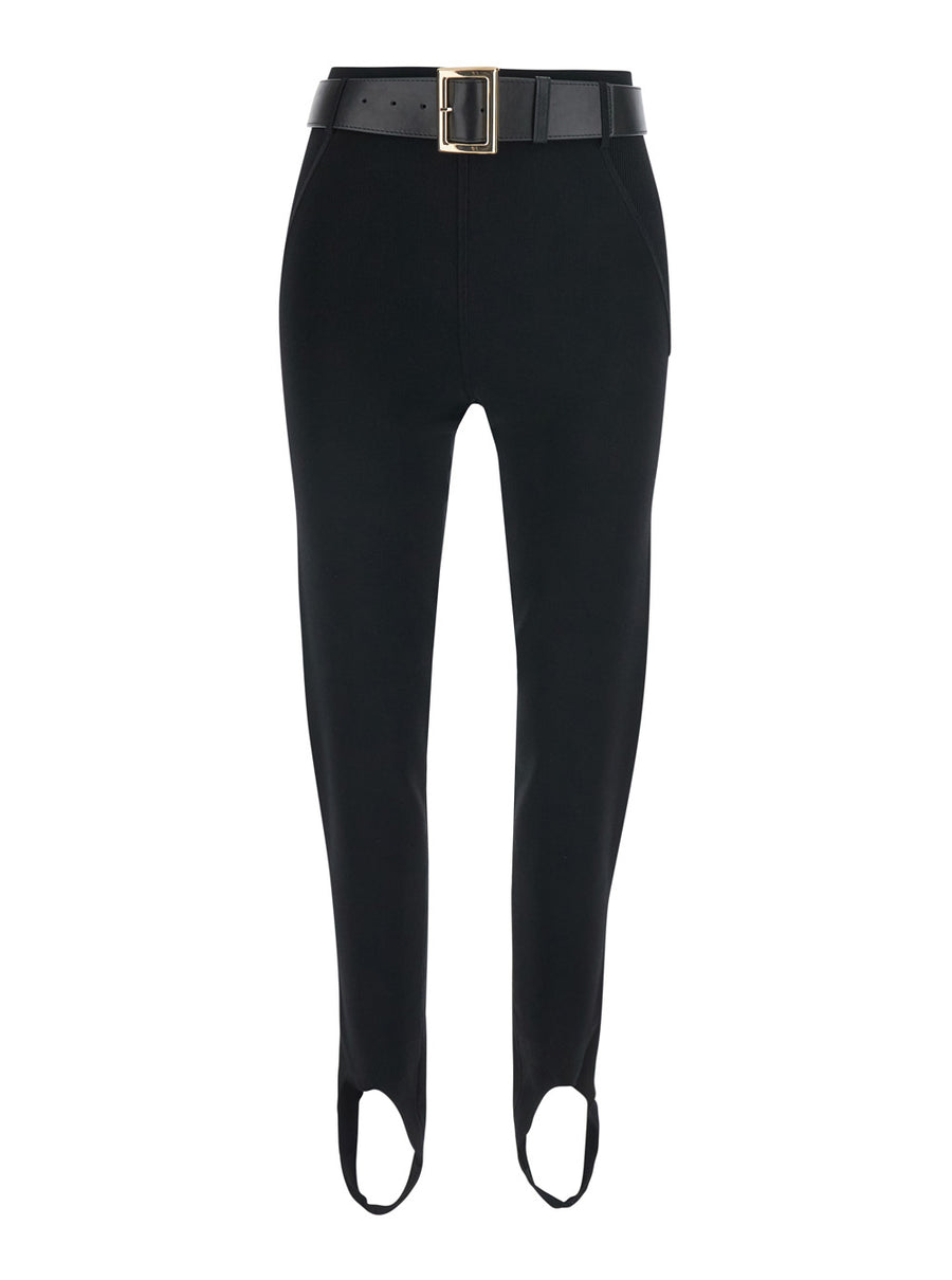 Black Stirrup Leggings Viscose Trousers