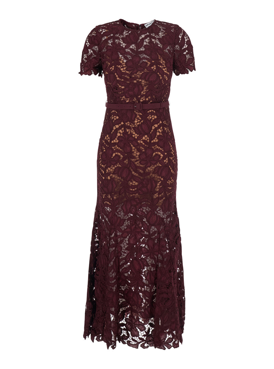 Long Lace Dress Burgundy