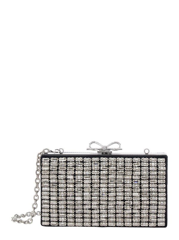 Clutch Bag Metallic Mesh Silver Polyester