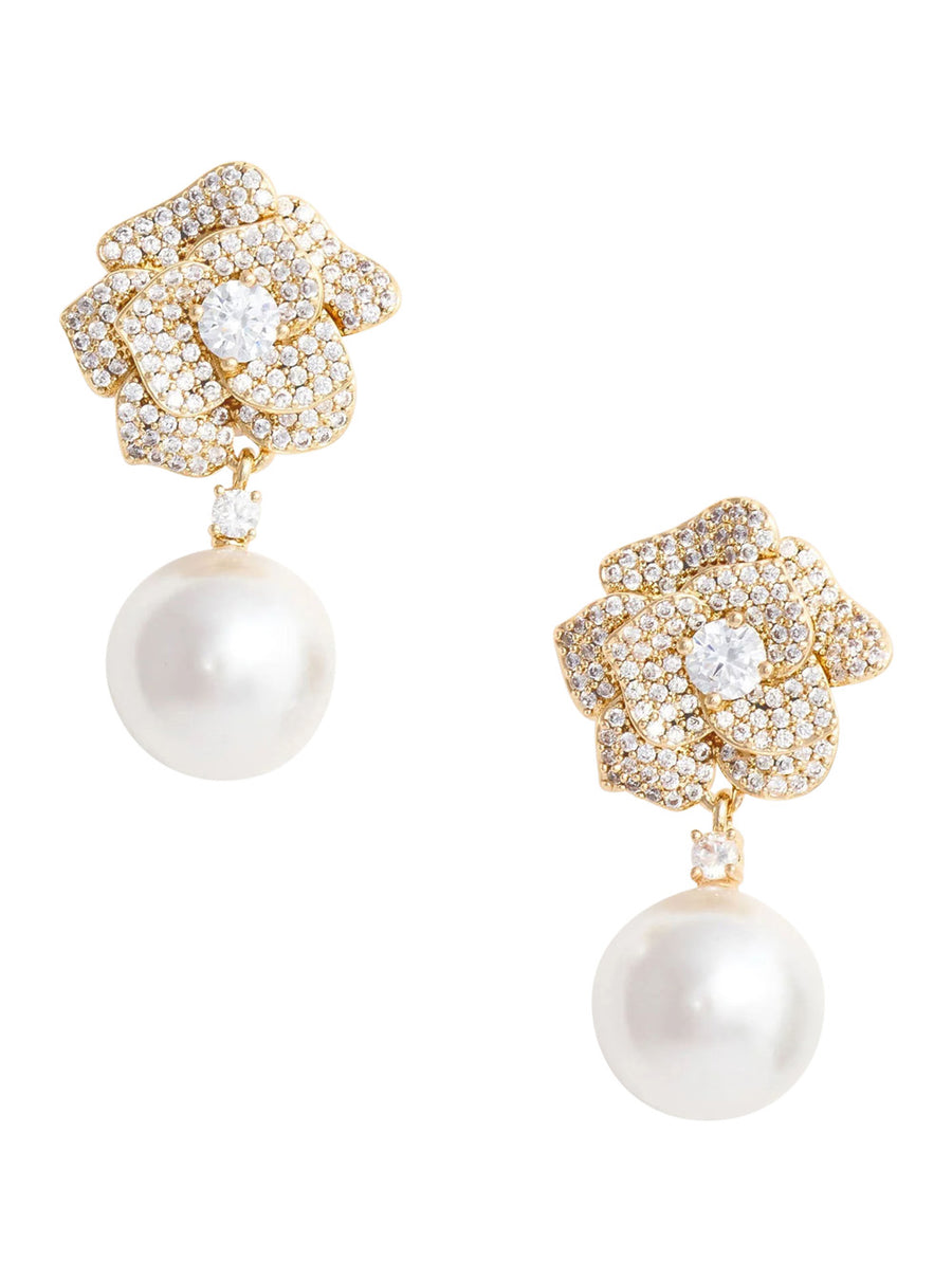 Earrings Gold-Coloured Flower Silhouette Metallic Metal