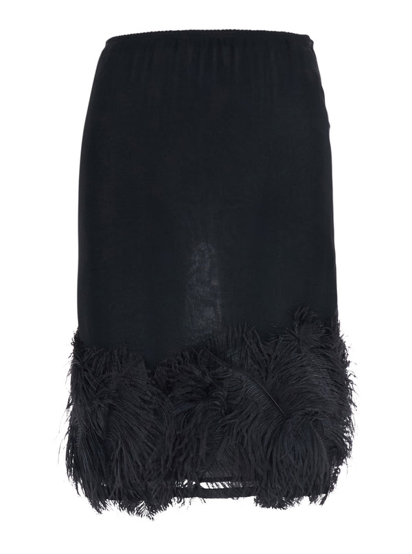 Skirt With Feather Trim, Black