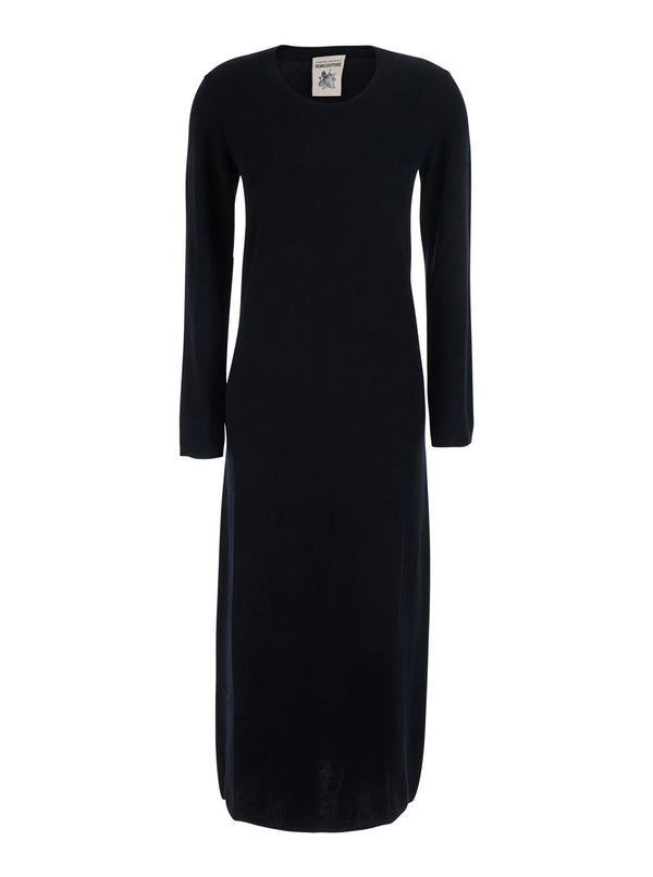 Long Dress Brenda Knit Black Wool-Cashmere