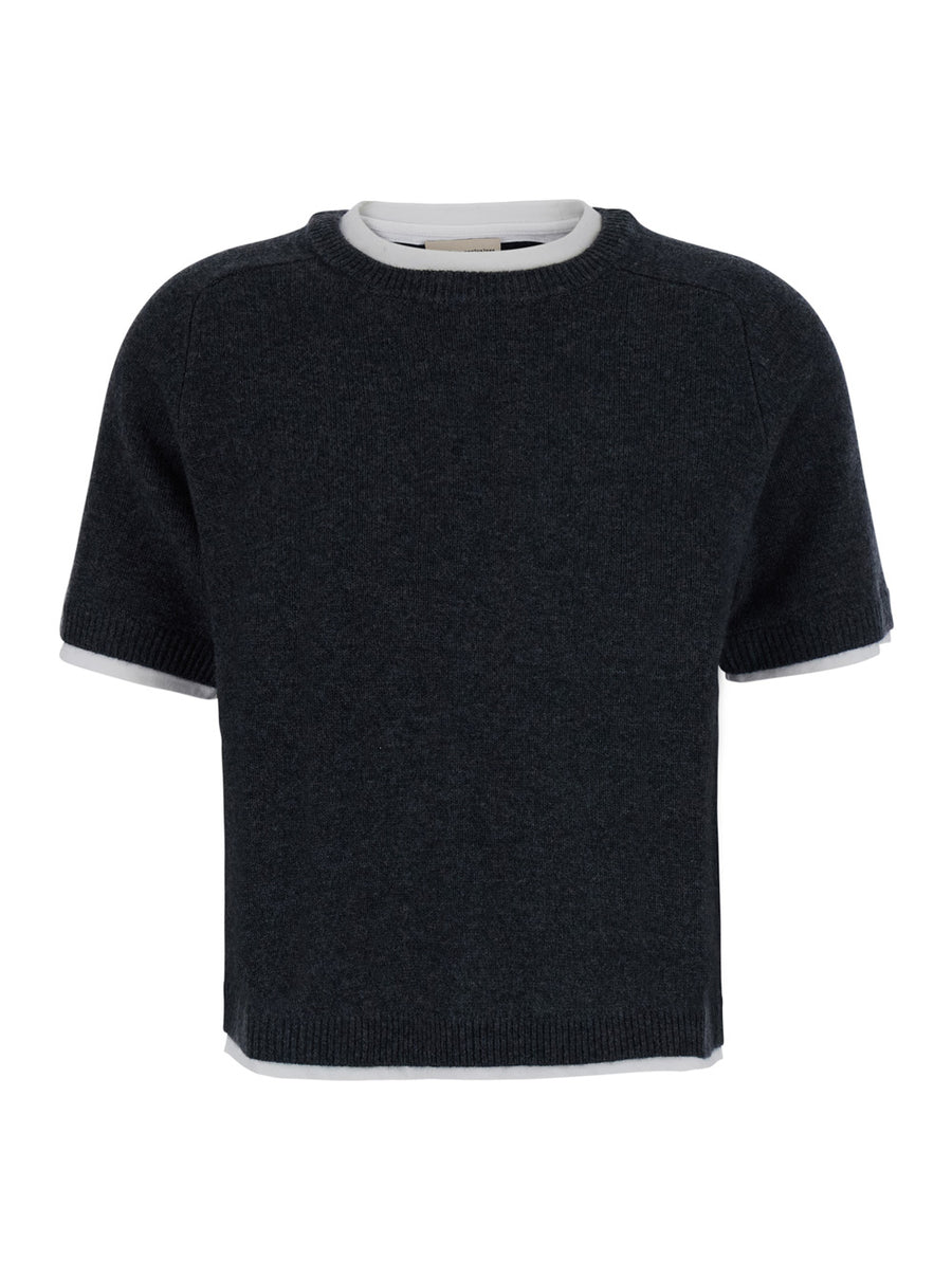 Knit Sweater Aida Popeline Cashmere Grey Wool Tops