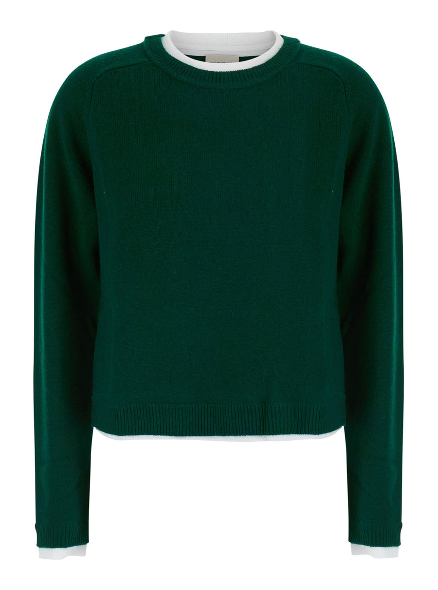 Knit Top Wool-Cashmere Green Tops
