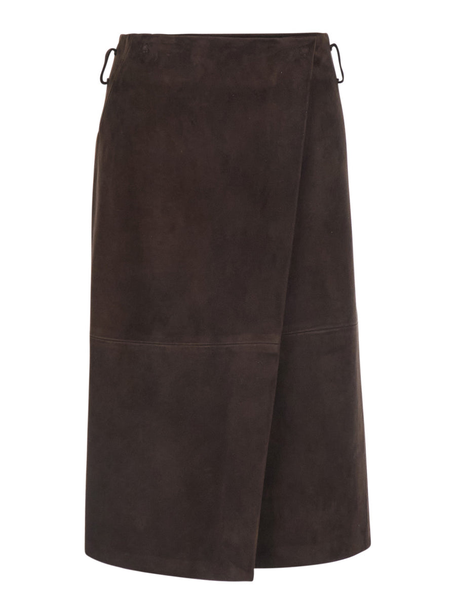Skirt Rosanne Suede Brown Viscose And Polyester