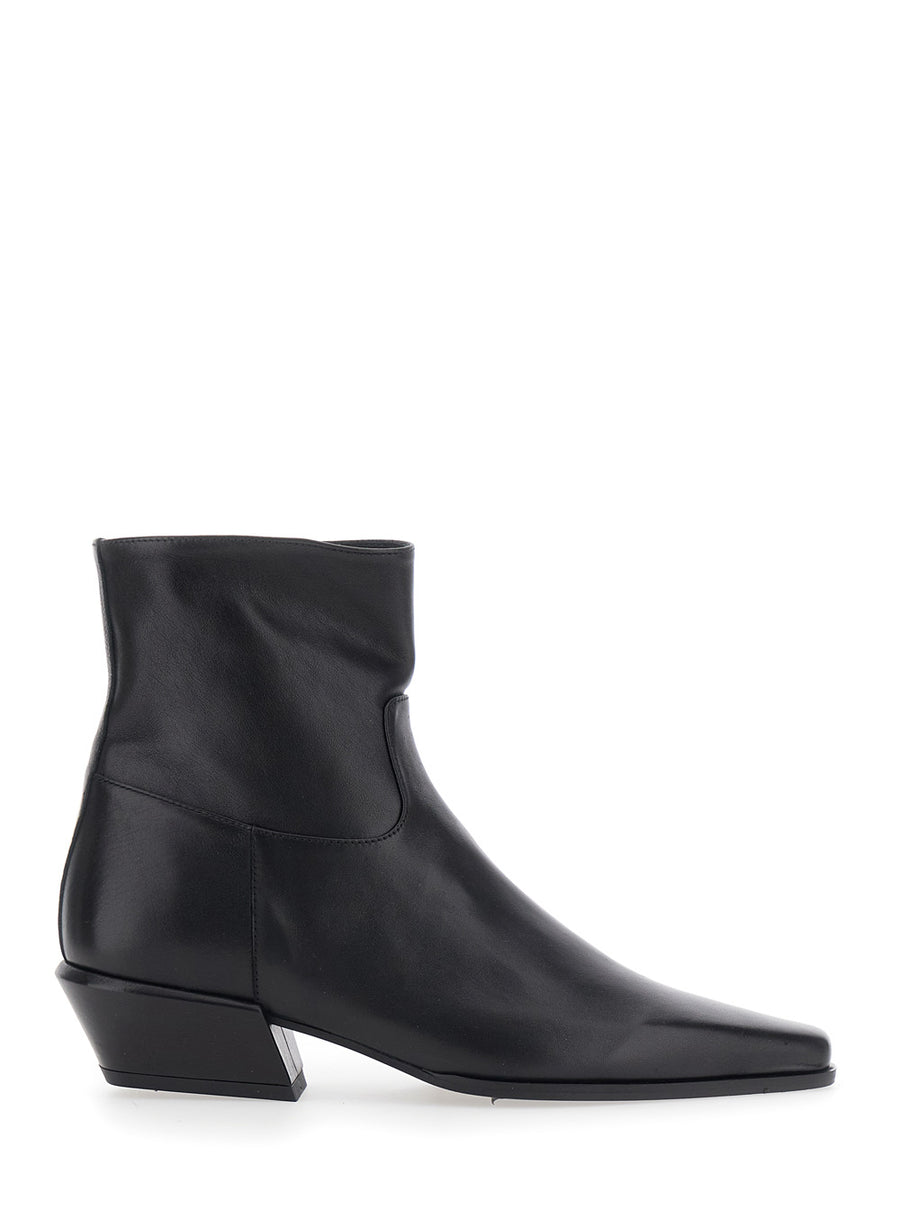 Ankle Boots Marisa Leather Black Viscose And Polyester