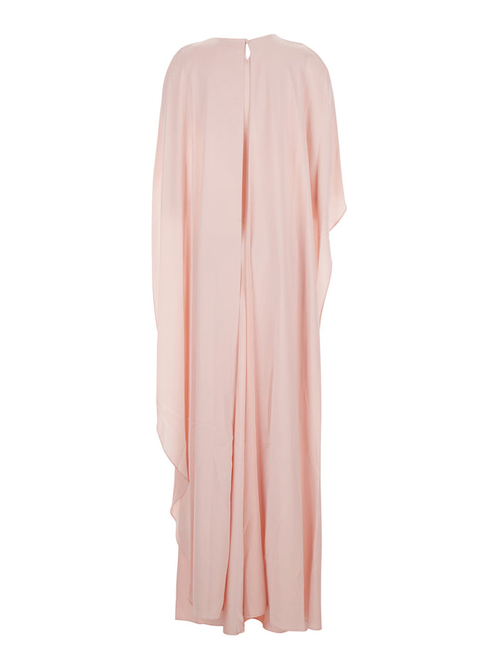 Izel Cape Gown Is A Long Dress With V-Neck And Sleeves Acetate Polyester Pink For Women