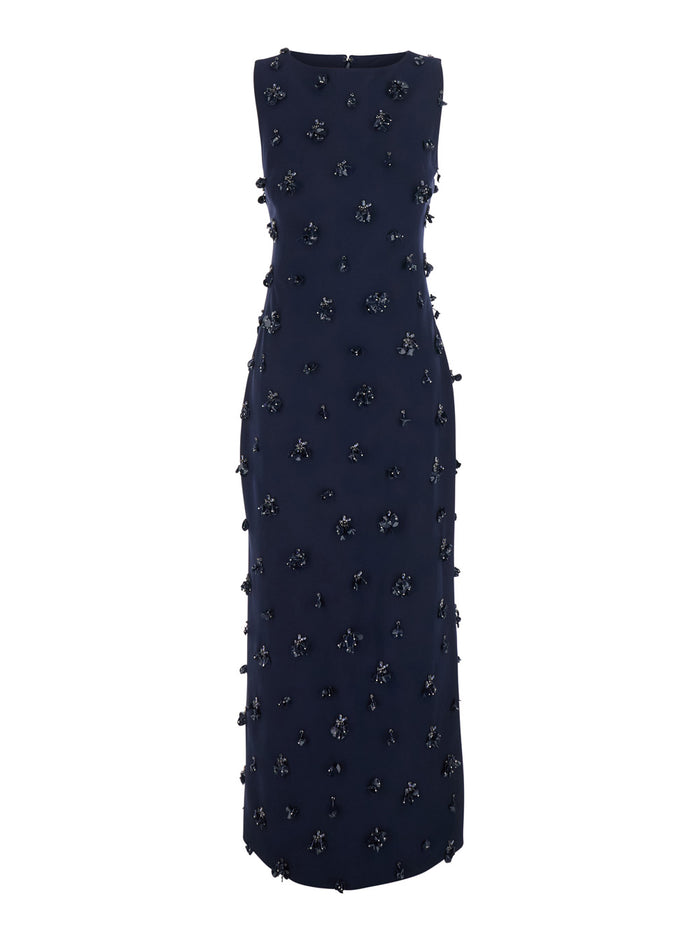 Claudia S-L Embellished Midi Dress With Straps And Details Acetate Polyester Blue Woman Blu Long