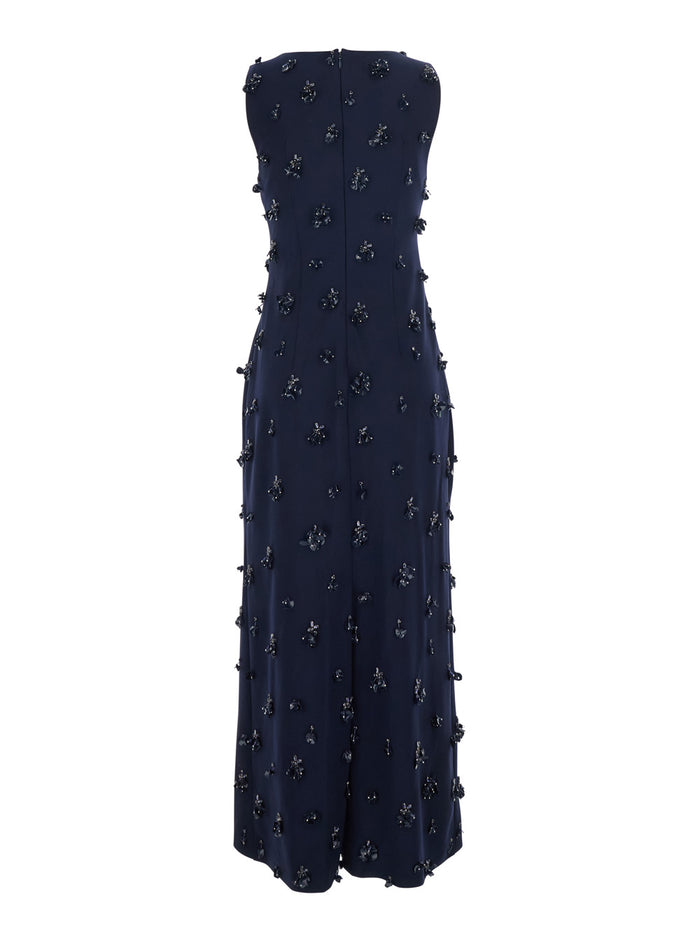 Claudia S-L Embellished Midi Dress With Straps And Details Acetate Polyester Blue Woman Blu Long