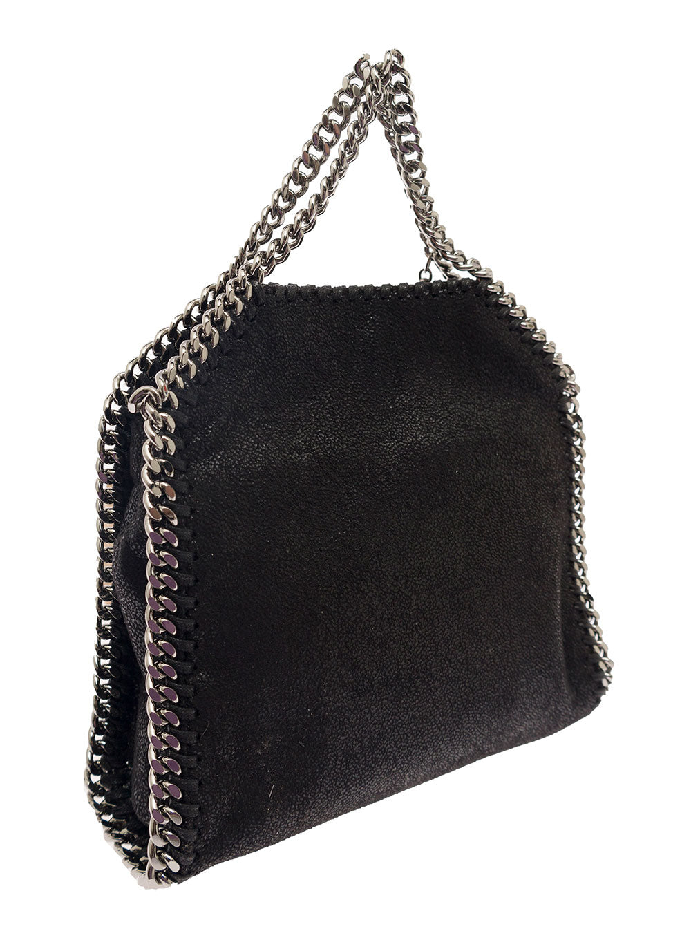 Mini Tote Bag 3chain With Logo Engraved Charm Black Ecoleather For Women Polyester Crossbody