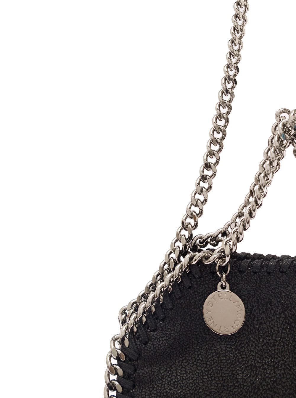 Mini Tote Bag 3chain With Logo Engraved Charm Black Ecoleather For Women Polyester Crossbody