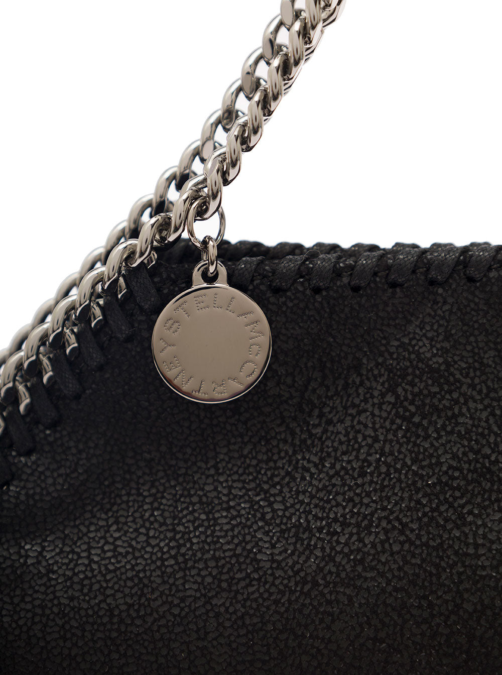 Mini Tote Bag 3chain With Logo Engraved Charm Black Ecoleather For Women Polyester Crossbody