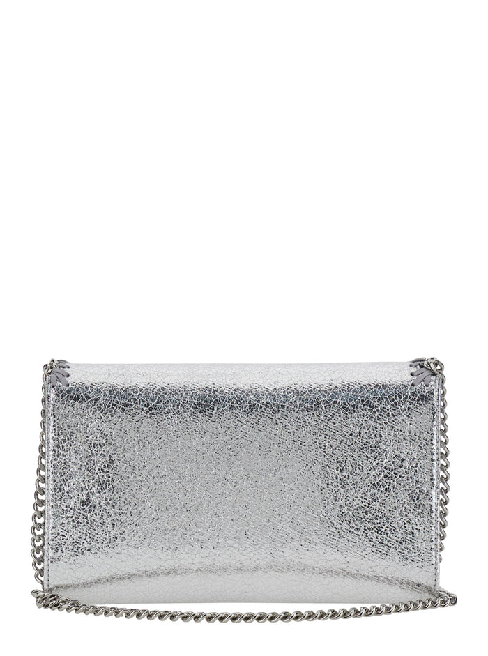 Falabella Wallet W- Chain Bag With Metallic Synthetic Fabric For Women Polyester Crossbody