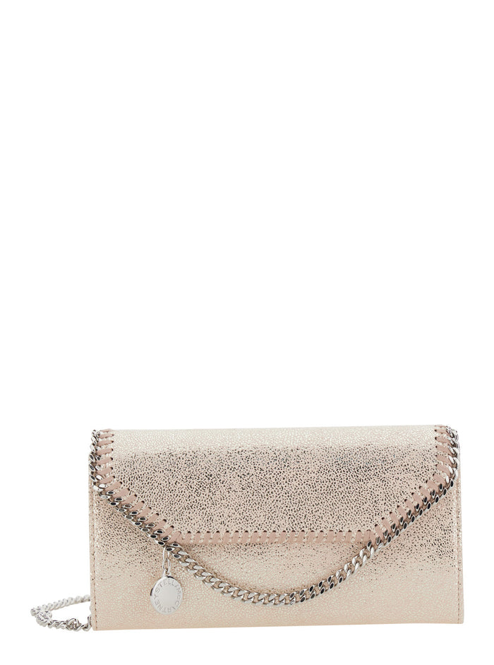 Falabella Wallet With Eco Shiny Chain Pink Polyester For Women Crossbody Bags
