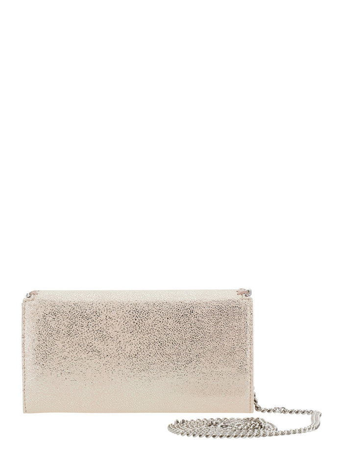 Falabella Wallet With Eco Shiny Chain Pink Polyester For Women Crossbody Bags