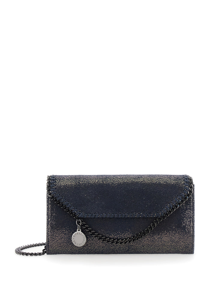 Falabella Wallet With Eco-Friendly Fabric Chain Blue Woman Blu Polyester Crossbody Bags