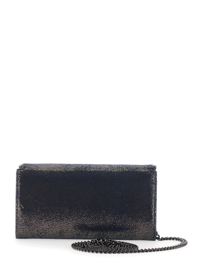 Falabella Wallet With Eco-Friendly Fabric Chain Blue Woman Blu Polyester Crossbody Bags