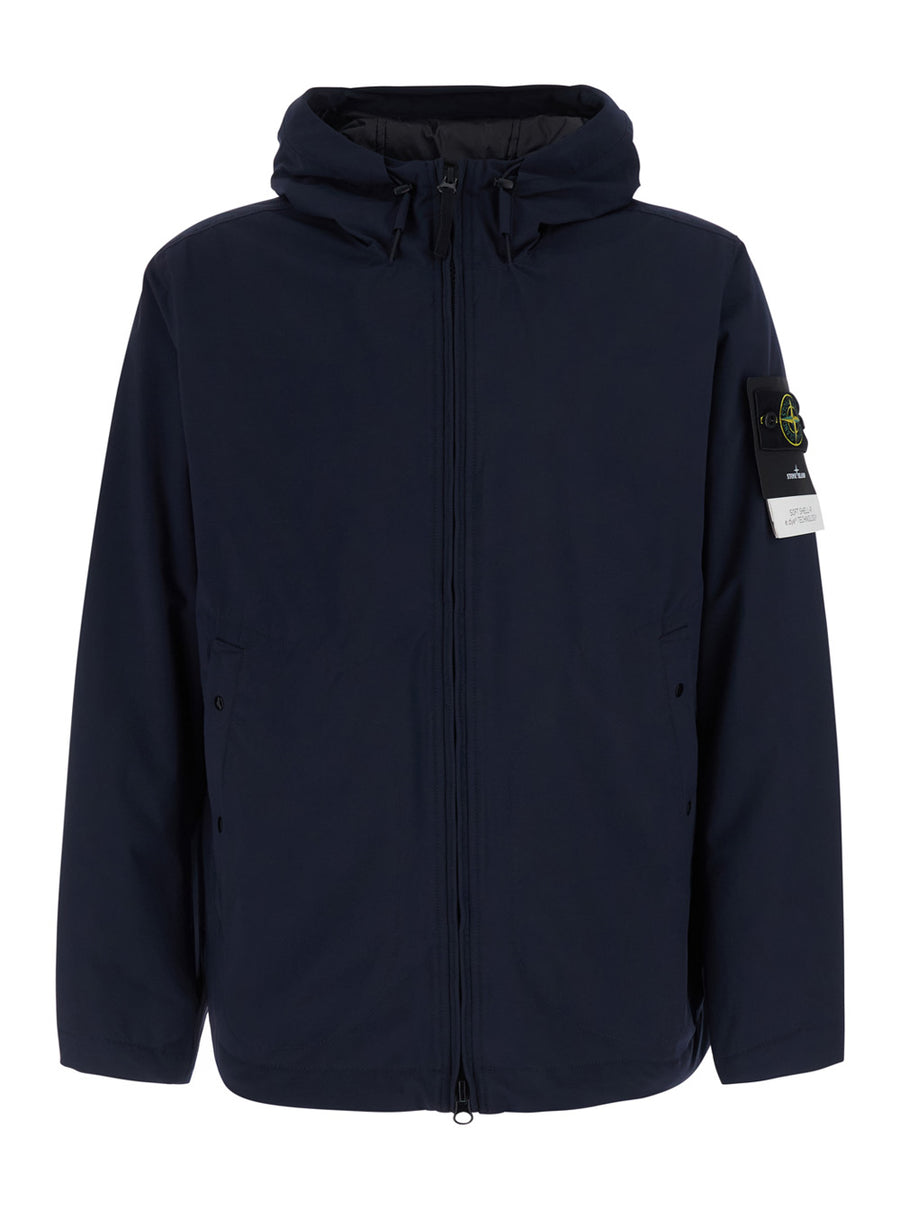 Soft Shell Jacket Blue Tech Fabric Polyester Coat