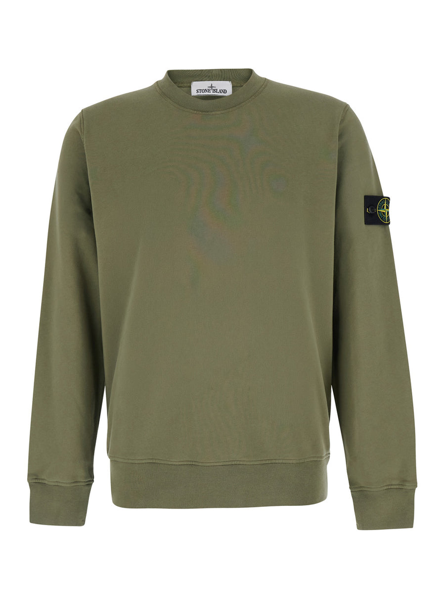 Crewneck Sweatshirt Green Cotton Sweatshirts