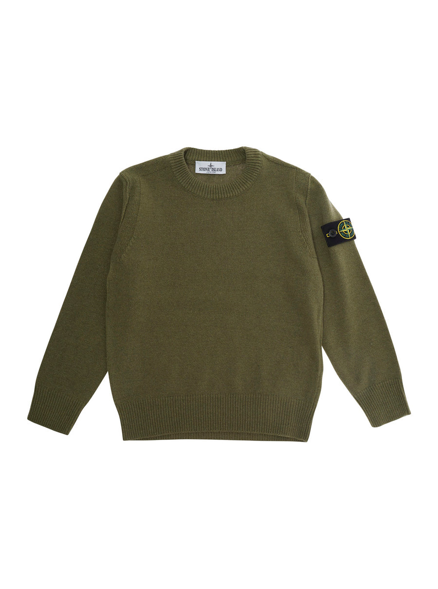 Crew Neck Wool Sweater Green Tops