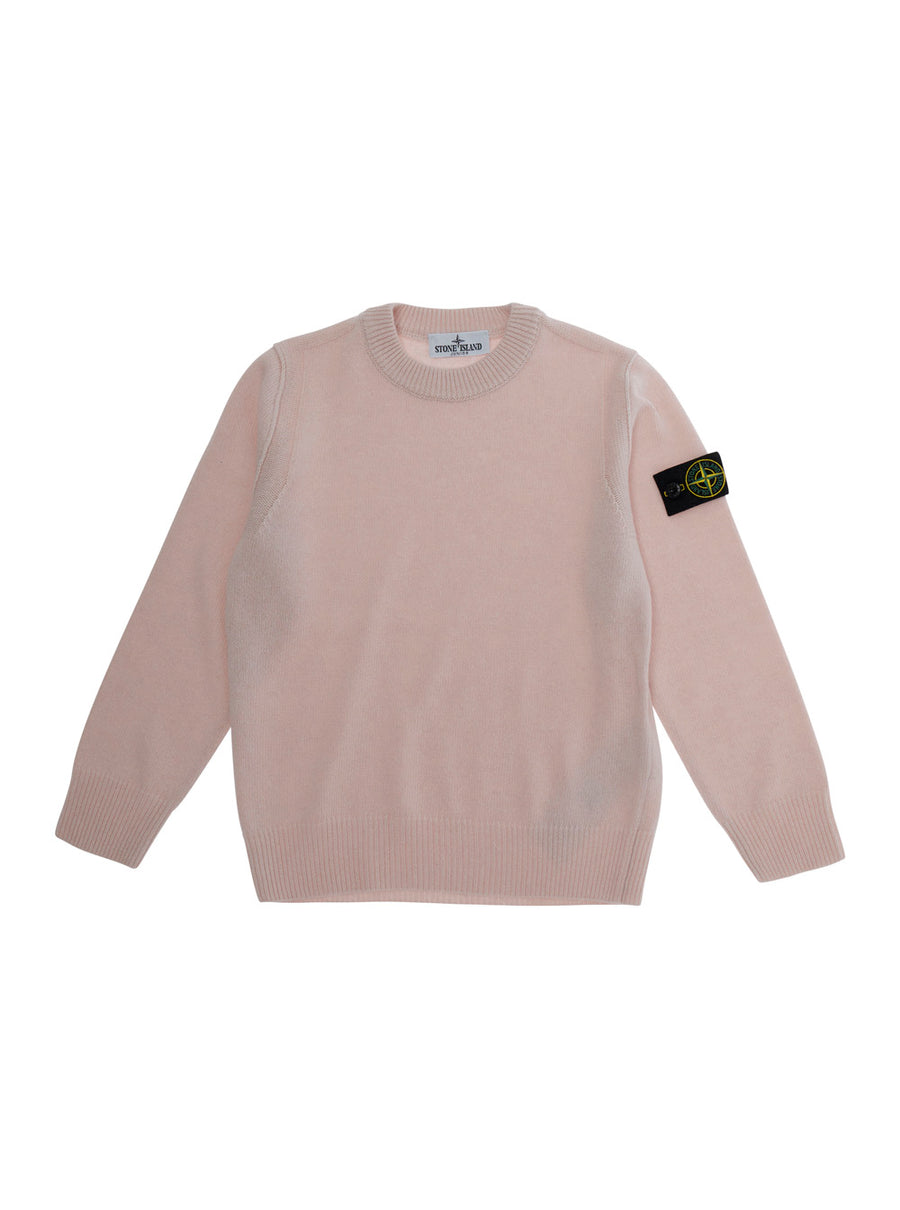 Crew Neck Sweater Pink Wool Tops