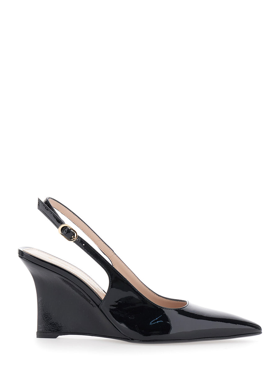 Wedge Sandals Vinnie Sling 85 Black Leather
