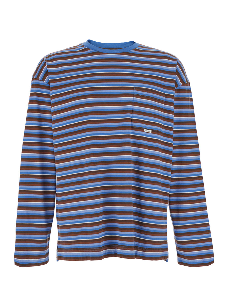 Long Sleeve T-Shirt Blue Cotton