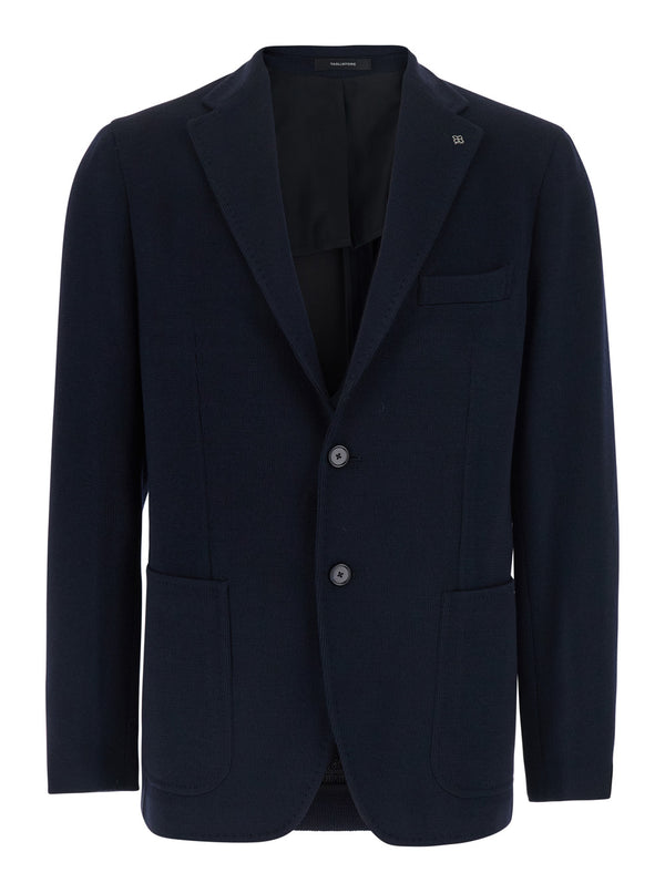 Jacket Single-Breasted Wool Blue Blazers