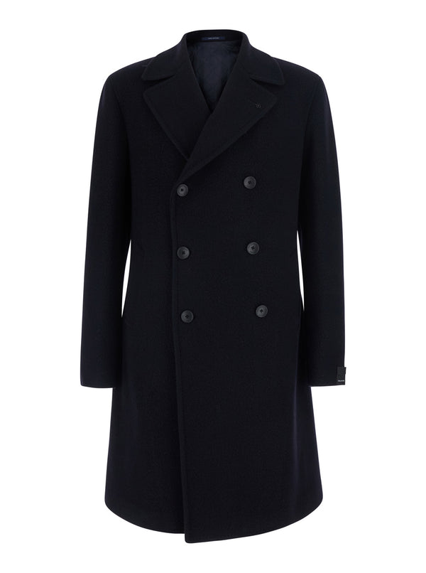 Coat Double-Breasted Wool Blue