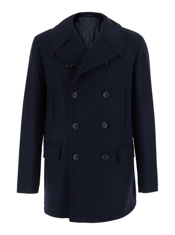 Double-Breasted Coat Blue Fabric
