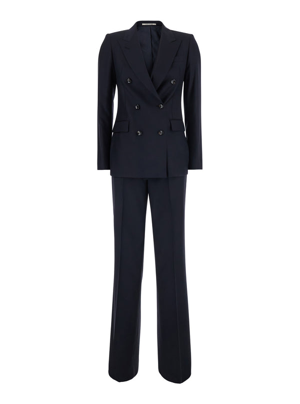 Double-Breasted Suit Blue Trouser Suits