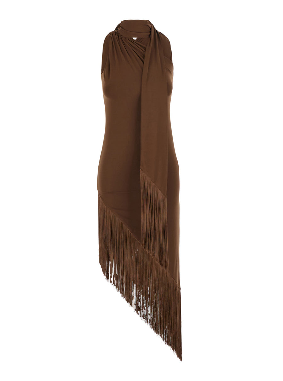 Dress With Frayed Edges — Brown