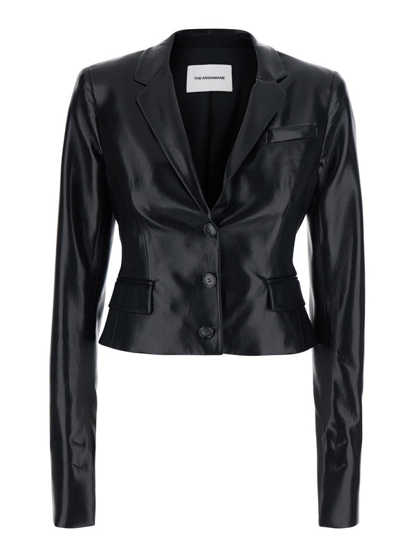 Blazer Zefira Fitted Black Polyester Blazers