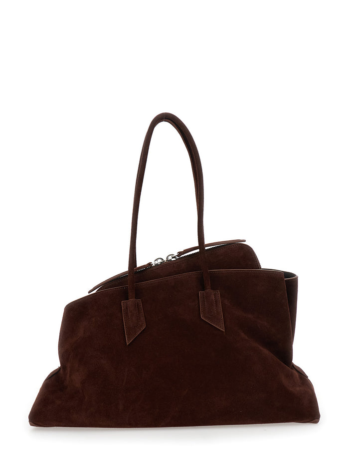 Shoulder Bag La Passeggiata With Two Top Handles Brown Suede For Women