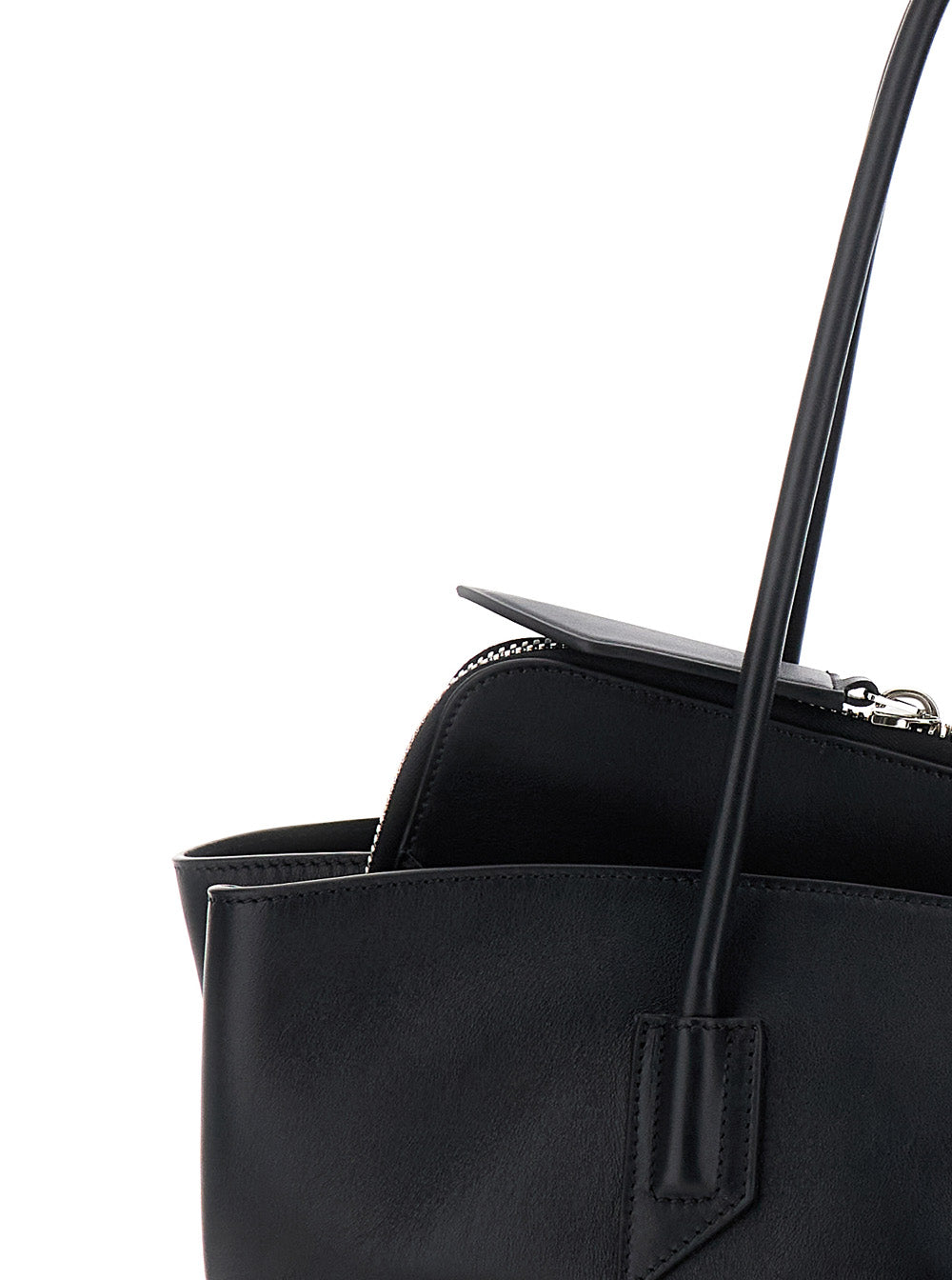 Shoulder Bag Passeggiata Medium With Asymmetric Design And Two Top Handles Black Leather For Women Calf