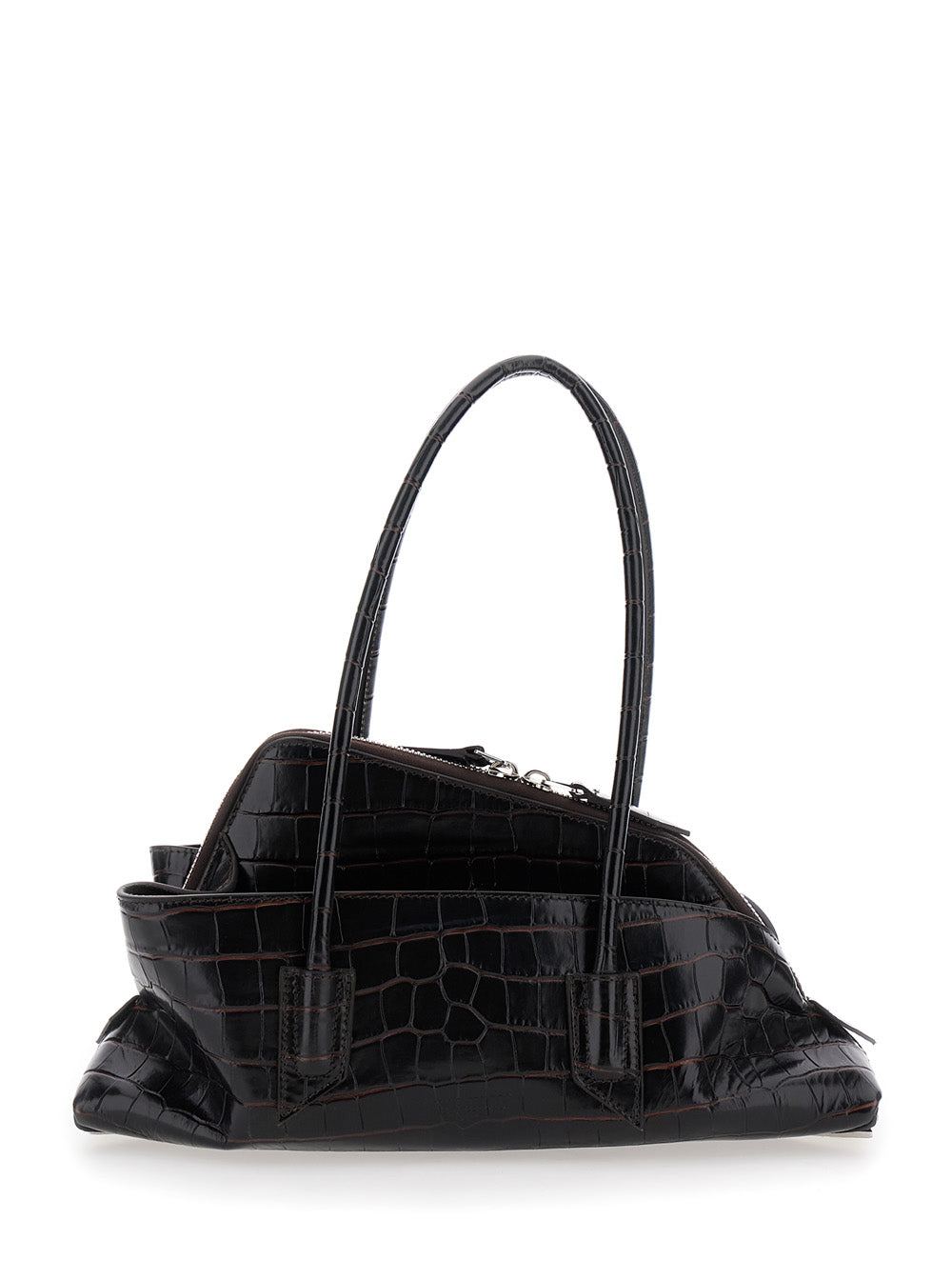 Shoulder Bag Passeggiata Small With Asymmetric Design And Two Top Handles Brown Leather For Women
