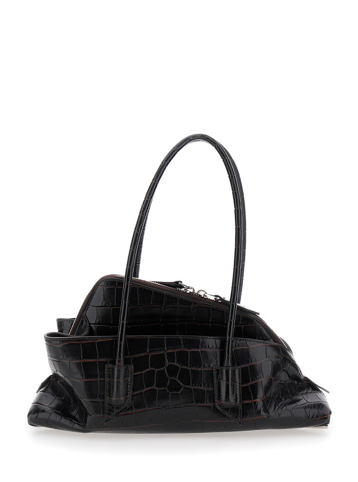 Shoulder Bag Passeggiata Small With Asymmetric Design And Two Top Handles Brown Leather For Women