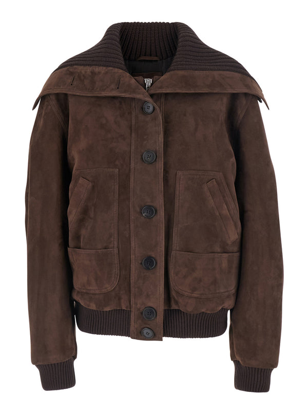 Bomber Jacket Brown Suede Coat
