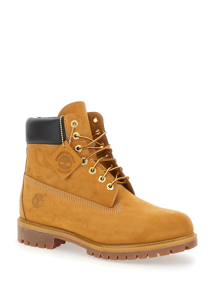 Beige Premium Lace-Up Ankle Boots With Logo Imprint On The Side Leather For Men