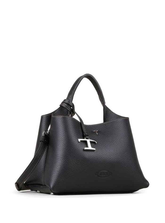 Handbag T Timeless With Embossed Logo And Black Leather Pendant For Women Calf Hand Bags