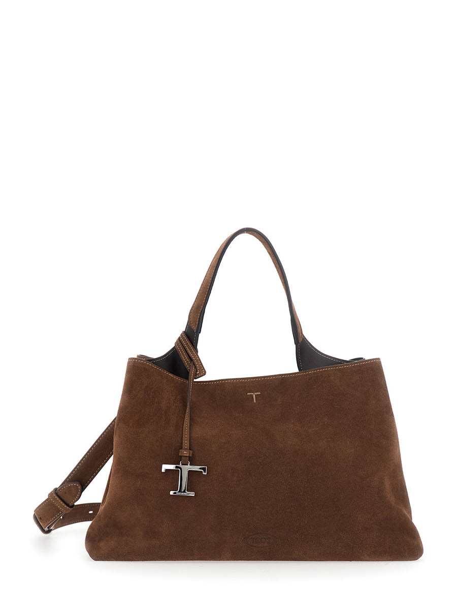 Handbag Suede Brown Calf Leather Handbags