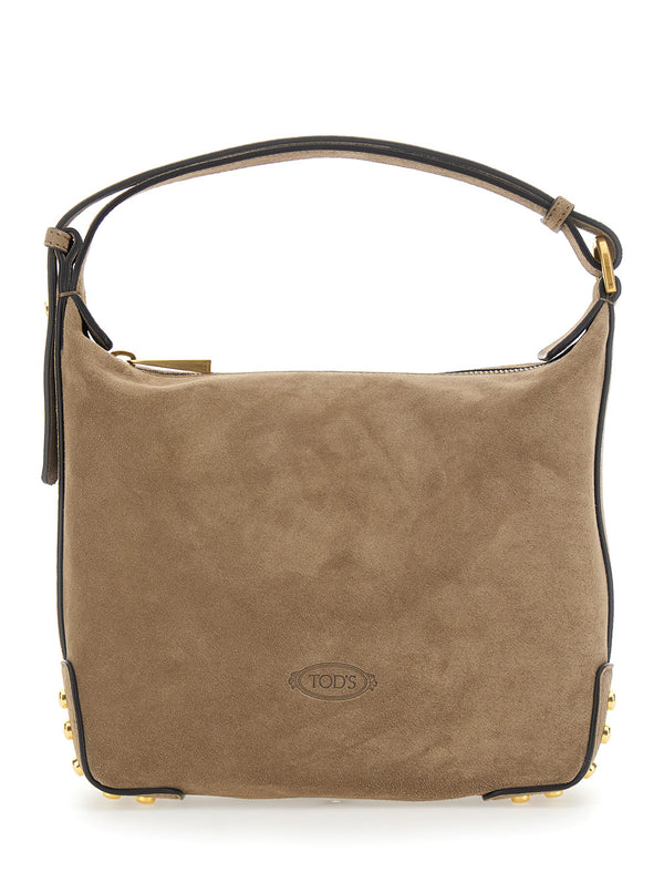Handbag Beige Leather Zip Closure Calf Handbags