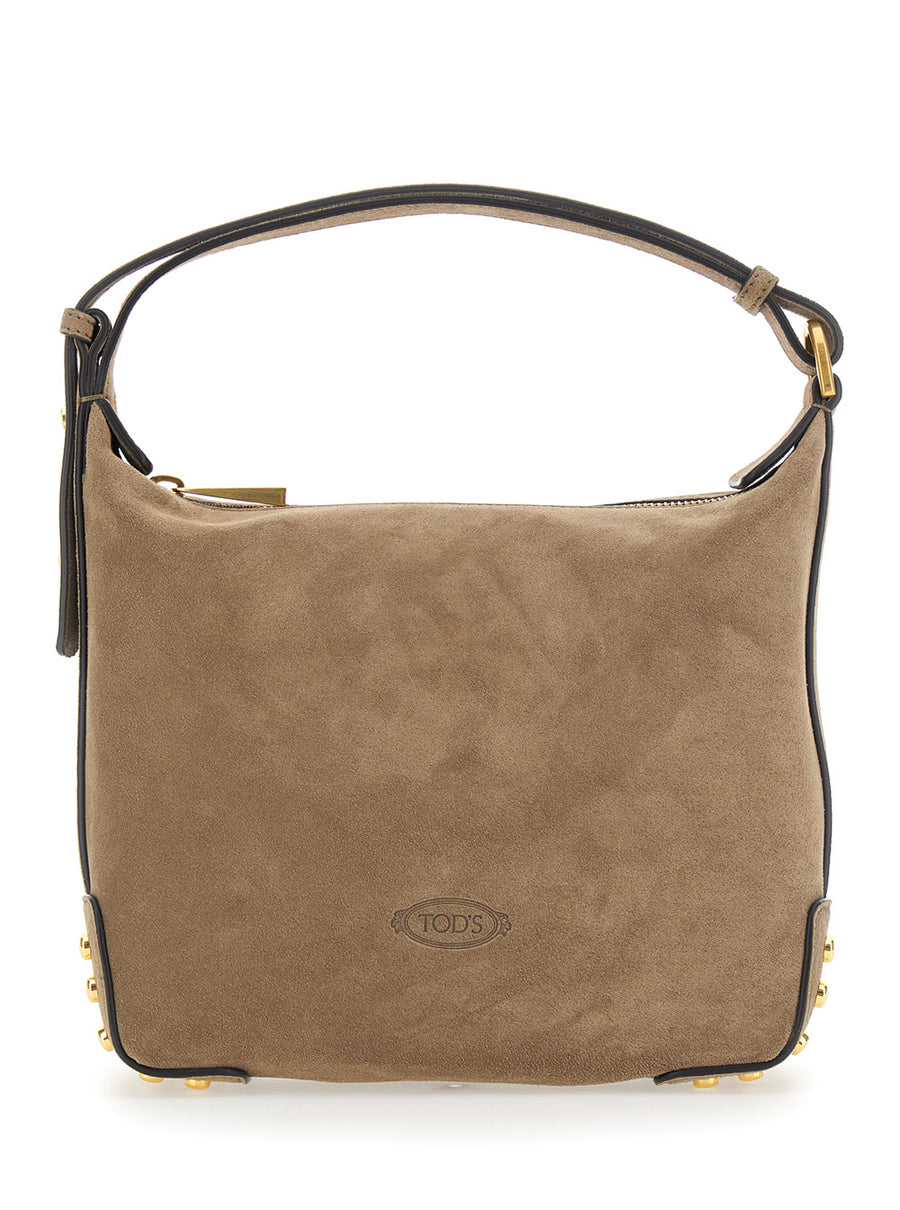 Handbag Beige Leather Zip Closure Calf Handbags